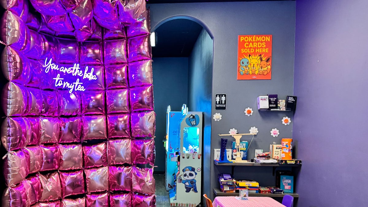 Chill Haus game area with board games claw machines and photo corner