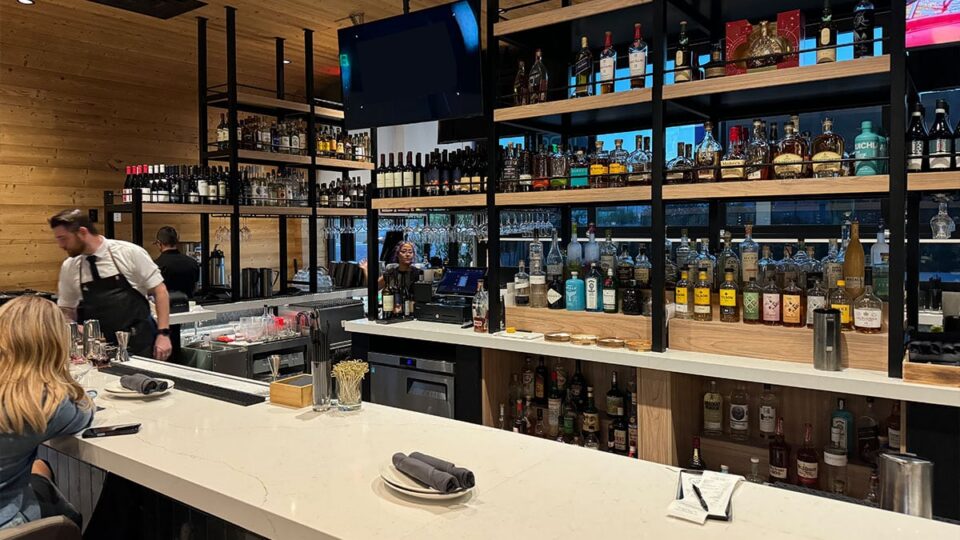 Bar seating area inside Butcher & Thief steakhouse in Las Vegas