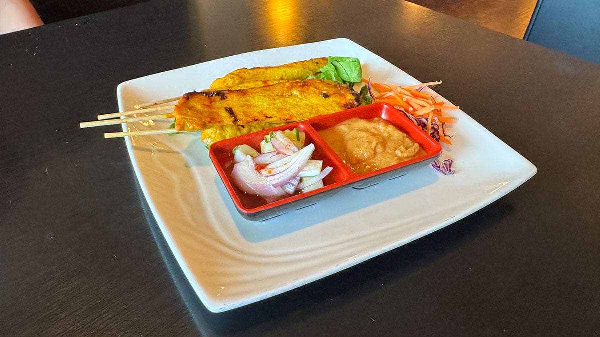 grilled chicken satay skewers with peanut sauce at Thai Street Cafe