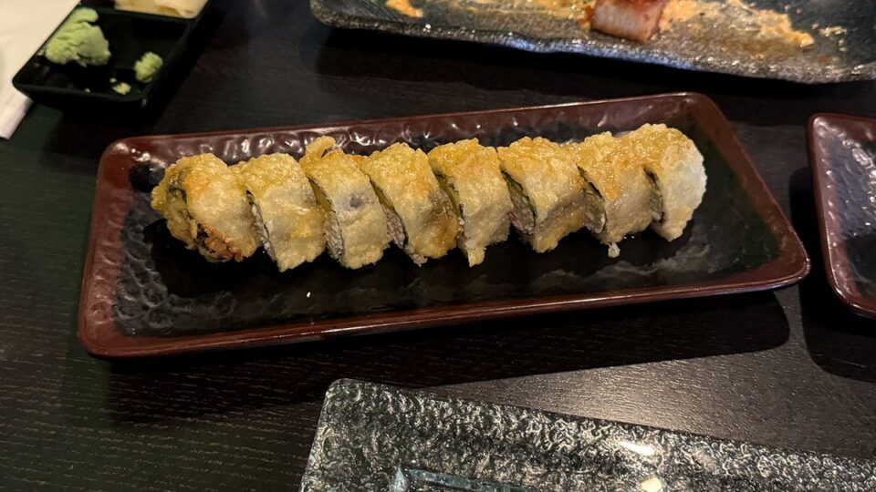 A crispy deep-fried California roll served fresh at Sasa Sushi in Las Vegas.