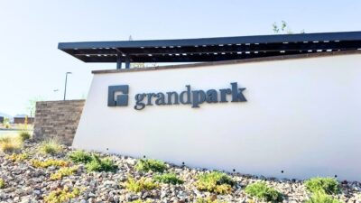 entrance and open park view at grand park in summerlin west las vegas