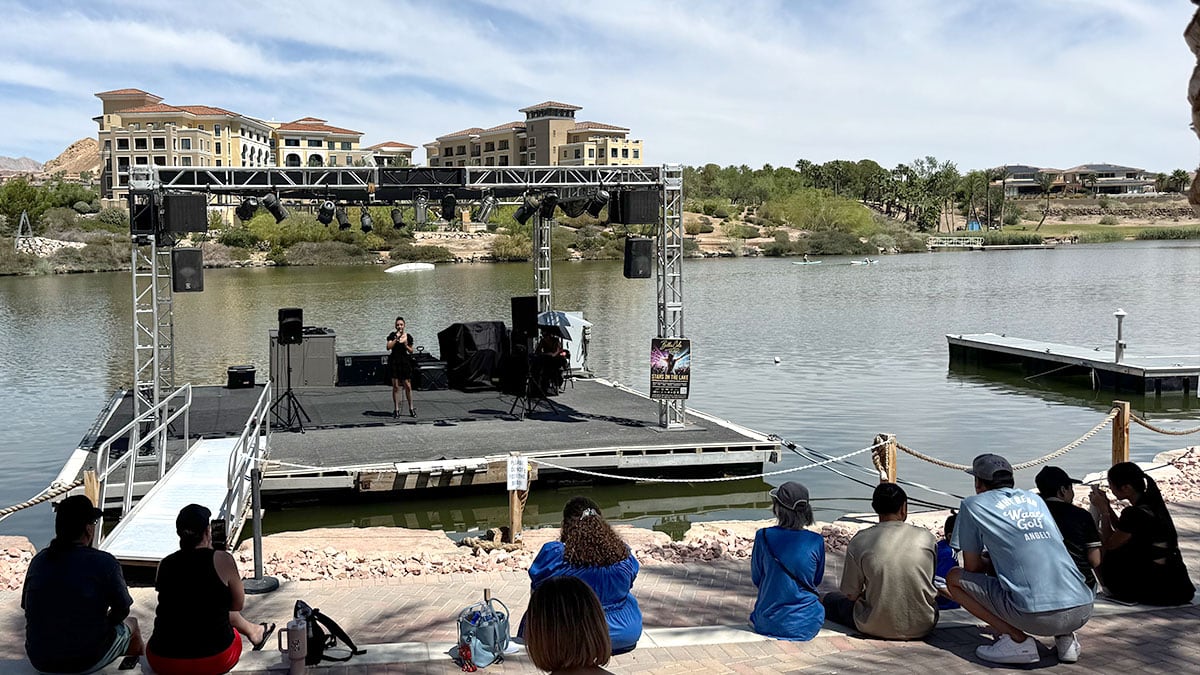 live musician performing outdoors at the lake las vegas farmers market