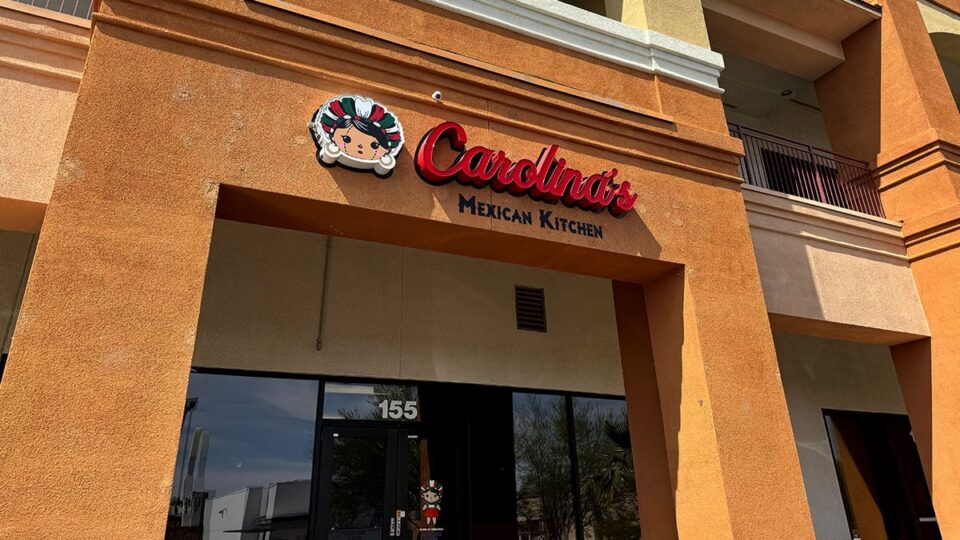 Outside Carolina's Mexican Kitchen restaurant in Las Vegas storefront exterior