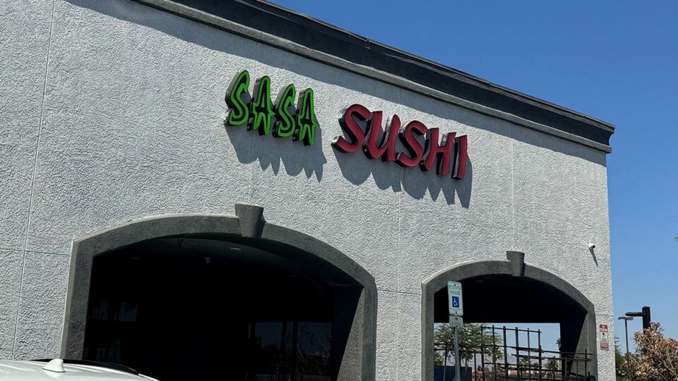 The exterior storefront of Sasa Sushi located near Cheyenne and Buffalo in Las Vegas.