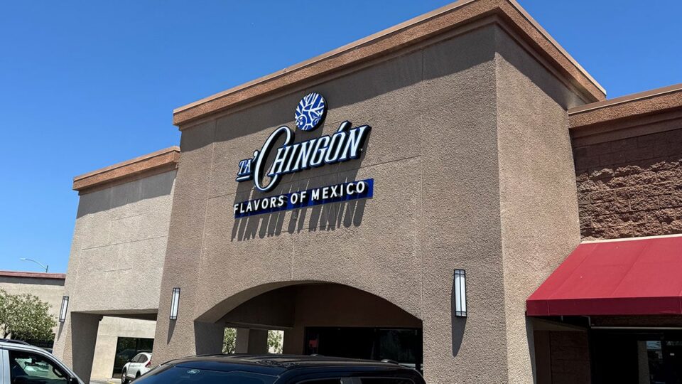 Exterior sign for Ta’Chingón Flavors of Mexico on Fort Apache and Flamingo.