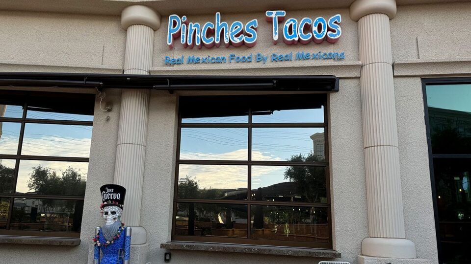 Exterior view of Pinches Tacos at The Gramercy in Southwest Las Vegas.
