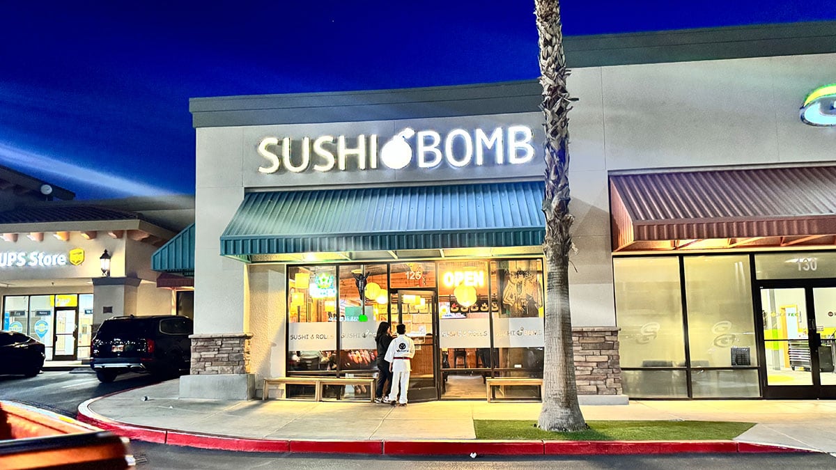 the exterior of sushi bomb restaurant in northwest las vegas