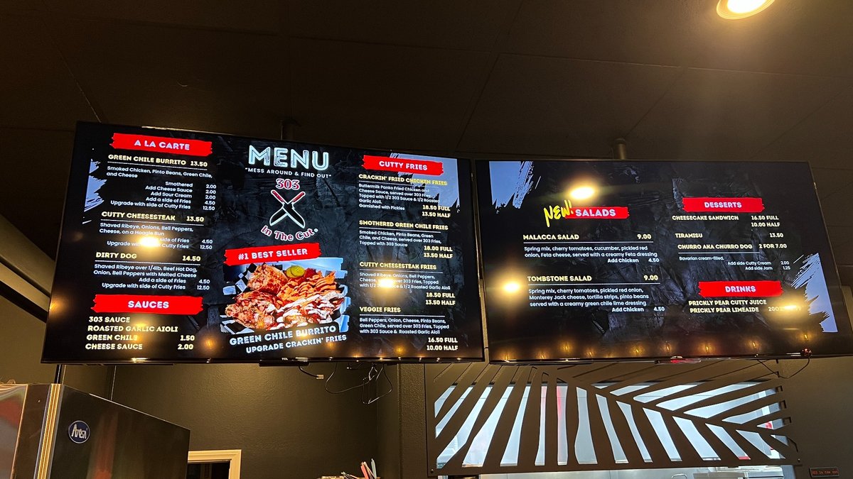 303 In The Cut Menu Board