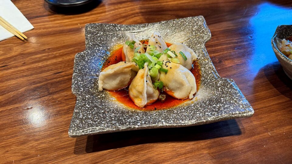Beef and onion boiled dumplings served at Shang Artisan Noodles in Las Vegas.