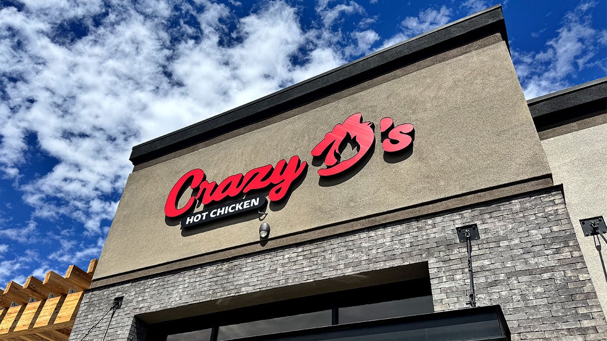 Exterior of Crazy D’s Hot Chicken restaurant.