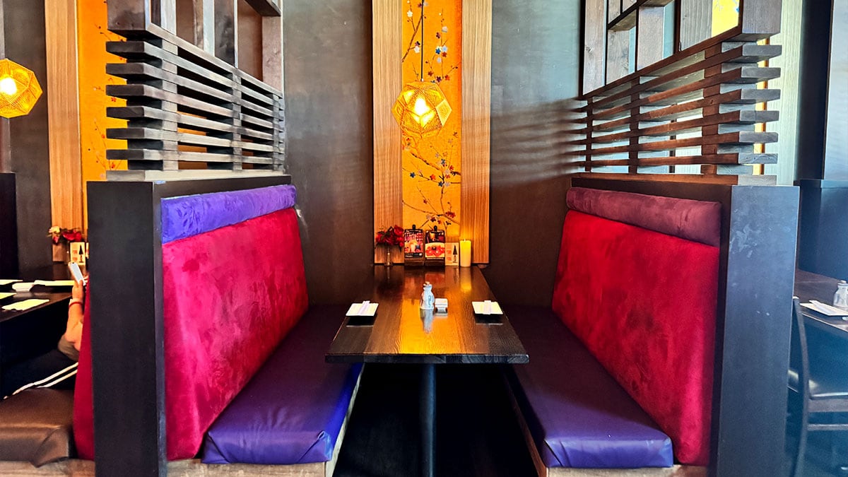 Comfortable seating area inside Sushi Loca restaurant.
