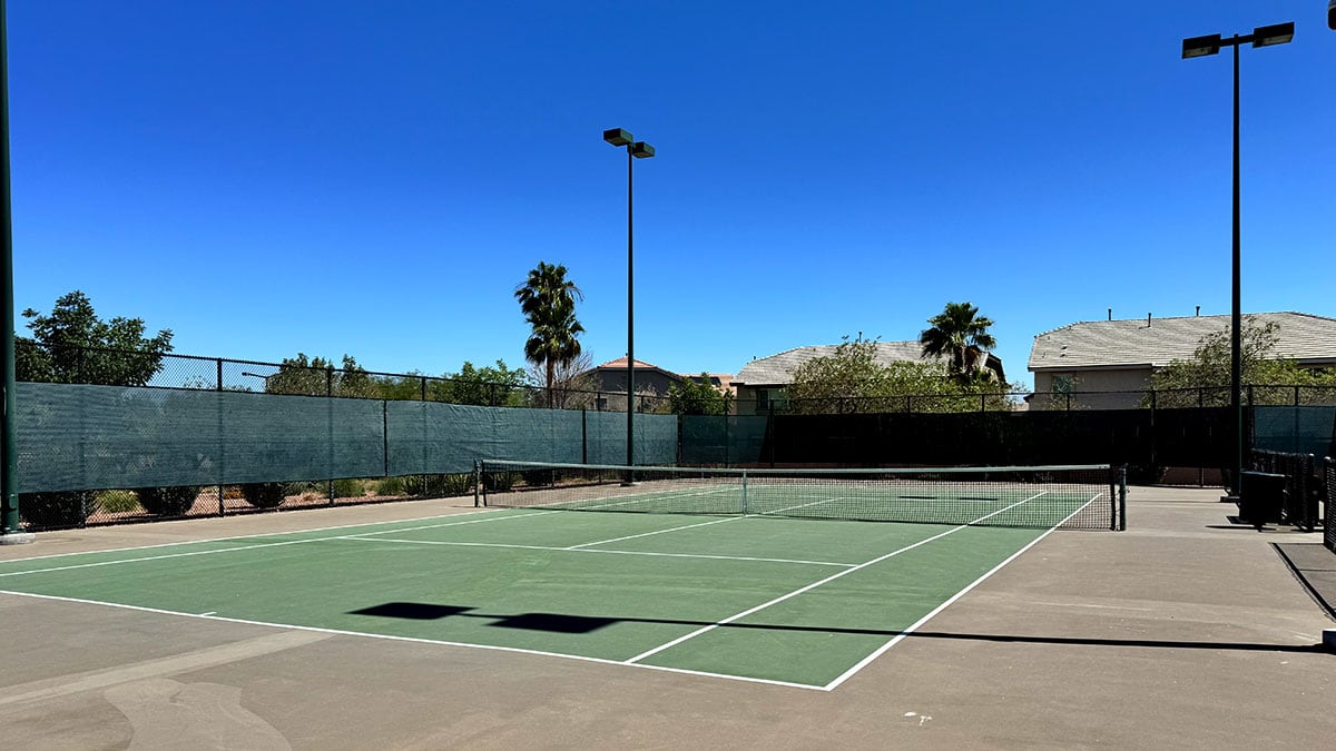 tennis courts at Spotted Leaf Park in Summerlin surrounded by open green space