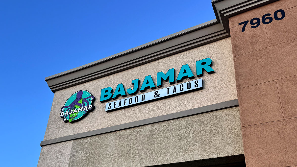 exterior of Bajamar Seafood & Tacos Southwest location on Rainbow Boulevard in Las Vegas