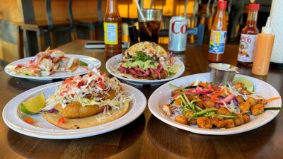 assortment of Baja-style tacos served at Bajamar Seafood & Tacos on Rainbow Boulevard in Las Vegas