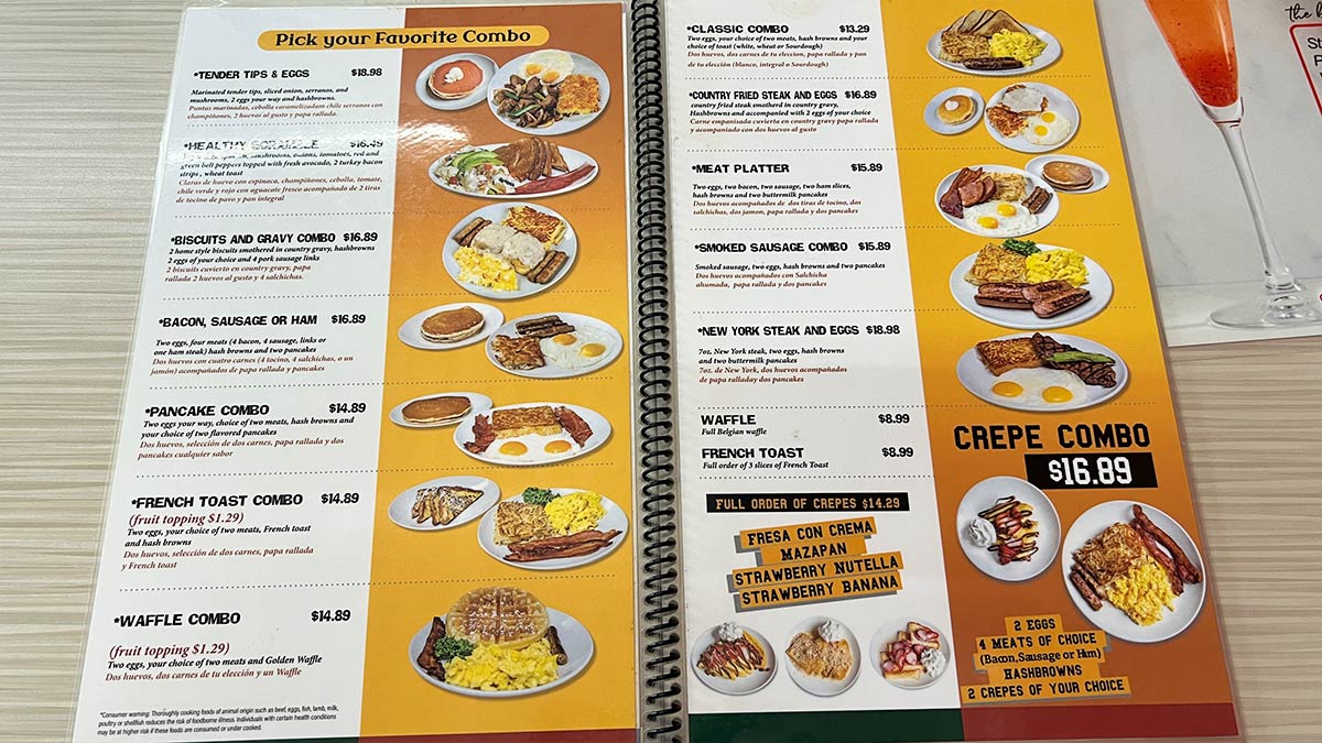 Casa El Desayuno Breakfast Combos Menu