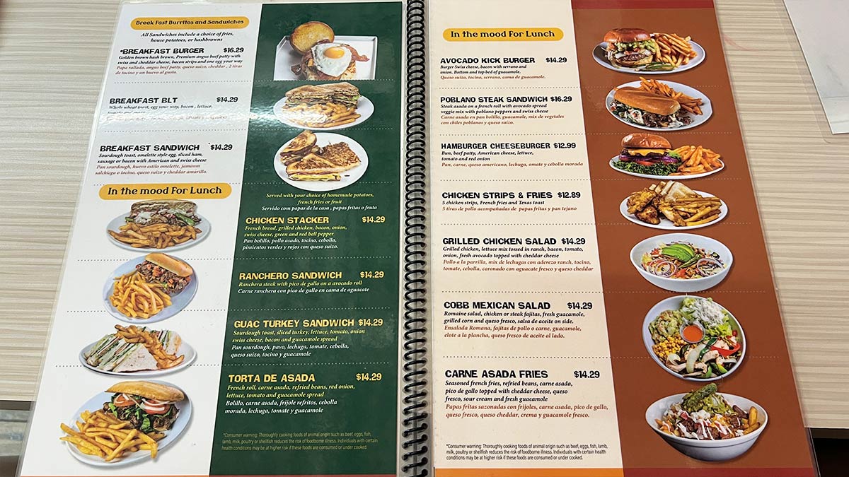 Casa El Desayuno Lunch Menu