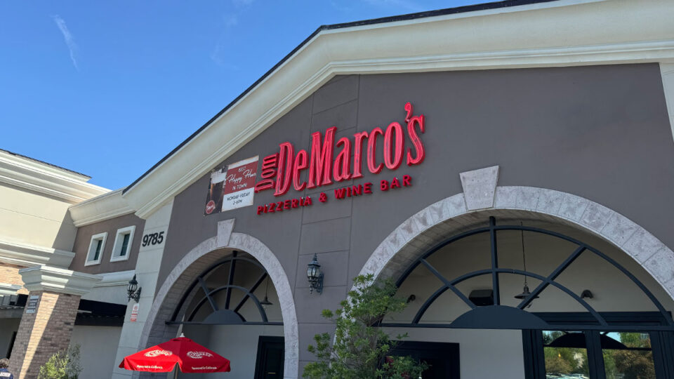 Exterior of Dom DeMarco’s Pizzeria & Wine Bar on West Charleston Boulevard in Las Vegas.