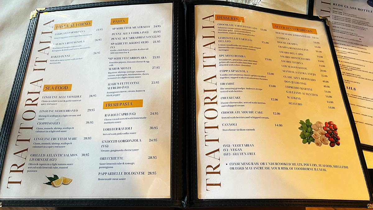 Trattoria Italia Menu 1
