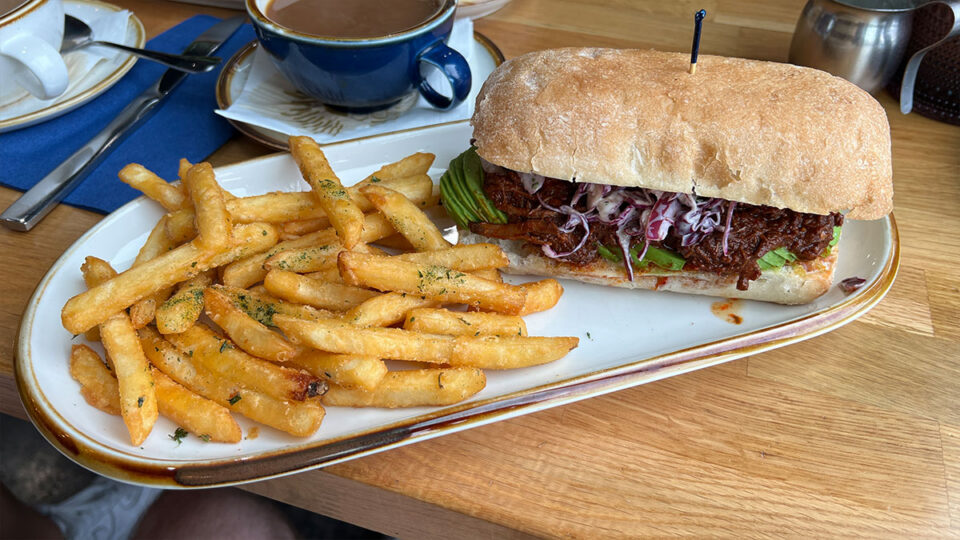 Barbacoa Sandwich with roasted beef, avocado slaw, and chipotle mayo at Good Morning Kitchen in Las Vegas