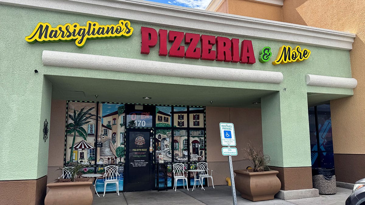 exterior of Marsigliano’s Pizzeria & More Italian restaurant in Las Vegas