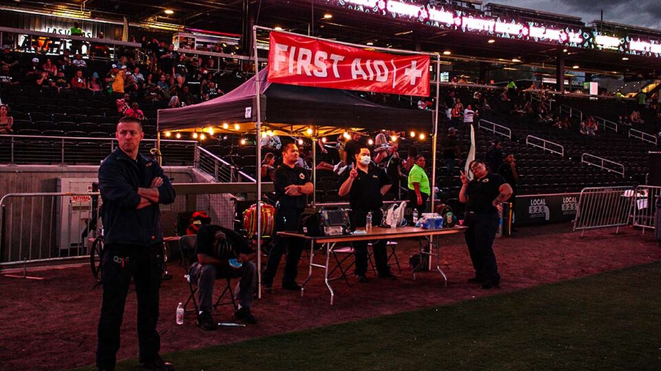 First aid station on the grounds of Tacos & Tequila Festival at Las Vegas Ballpark